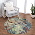 Lahome Modern Abstract Round Rug - 3Ft Small Red Washable Kitchen Round Area by Lahome