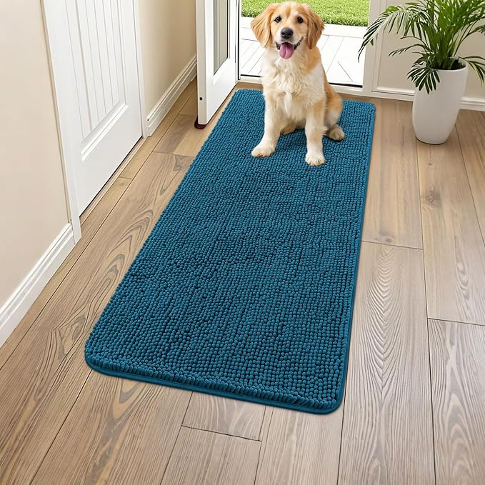Smiry Dog Door Mat for Muddy Paws 44x24, Absorbent Dirt Trapper, Non-Slip by Smiry