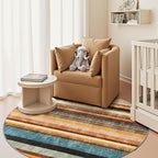 jinchan Round Rug 5ft Area Rug Modern Striped Rug Washable Rug Soft Large by JINCHAN
