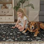 DCX Black Boho 5x7 Area Rugs, Machine Washable Non Slip Geometric Floral Rug - Image 6