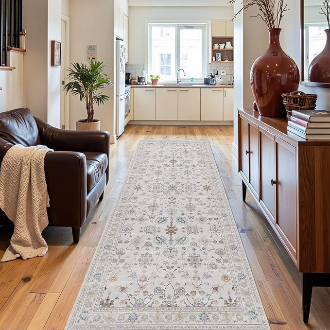 Rugxara 2x6 Floral Runner Rug, Washable Runners by Rugxara