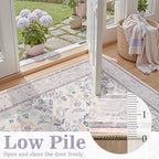 DCX Purple Floral 2x6 Runner Rug, Washable Rug - Image 2