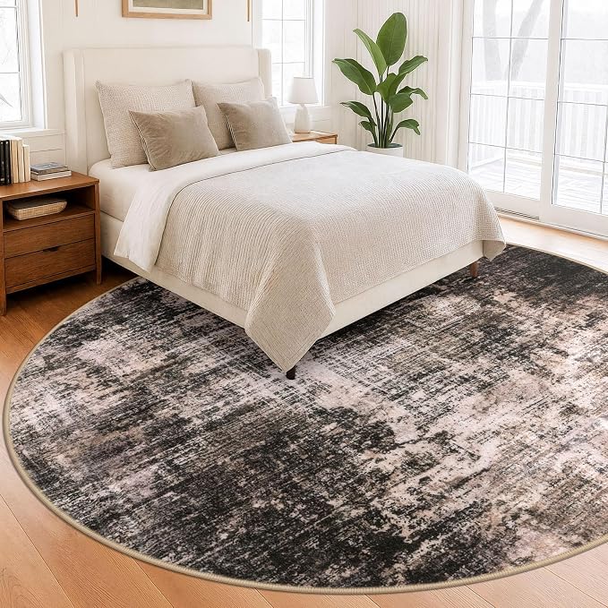 IOHOUZE Abstract Round Area Rug 8 Ft Washable Circle Rugs Large Round Rug Non - Image 8