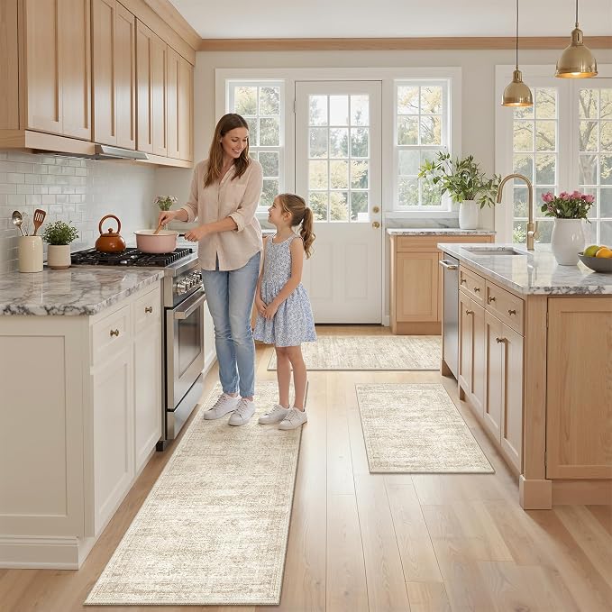 Washable Kitchen Rugs Sets of 3 Piece, Hallway Runner Rug Non-Slip - Image 5