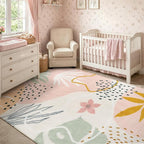 Lahome Pink Boho Bedroom Rug 5x7, Washable Non Slip Soft Botanical Area Rug - Image 2