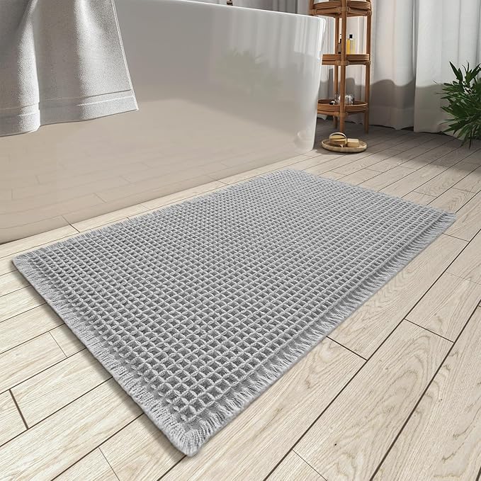 AMOAMI Upgraded Waffle Bath Mat, Super Absorbent Non Slip Bath Mats by AMOAMI