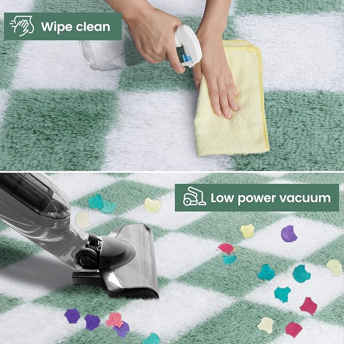 Super Soft Rug for Bedroom, 5x7 ft Sage Green and White Area Rug Classic - Image 3