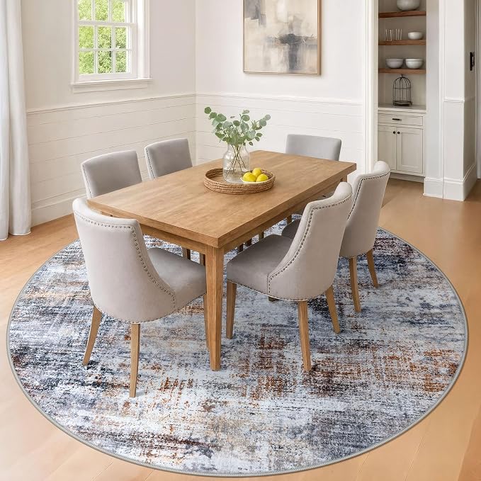 IOHOUZE Abstract Round Area Rug 8 Ft Washable Circle Rugs Large Round Rug Non - Image 3