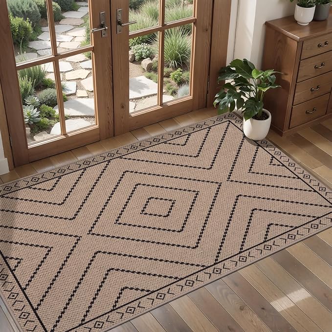 Tangsoo Easy Jute Rug 2x4 Rugs for Entryway, Machine Washable Outdoor Door Mat - Image 2
