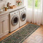 jinchan Zenith Floral Runner Rug 2x6 Washable Kitchen Runner Non-Slip Low-Pile - Image 4
