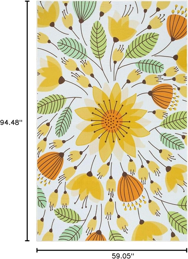 Lahome Floral Indoor Outdoor Rug, 5x8ft Non-Slip Outdoor Patio Rug - Image 2