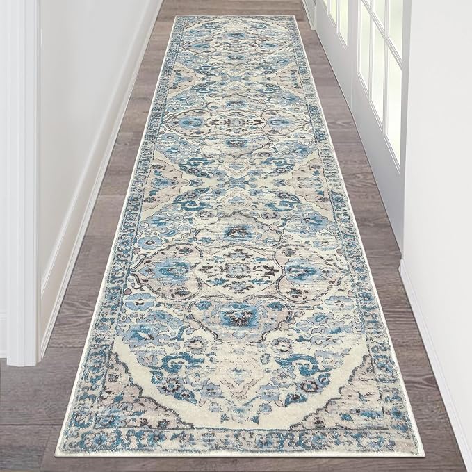 HEBE Hallway Runner Rug 2'x8' Washable Vintage Distressed Area Rugs Non Slip by HEBE