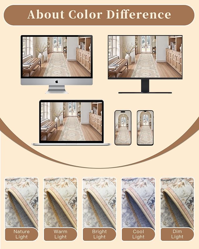 Madane Runner Rug 2x8, Washable Hallway Runner Rugs, Non-Slip Low-Pile Soft - Image 10
