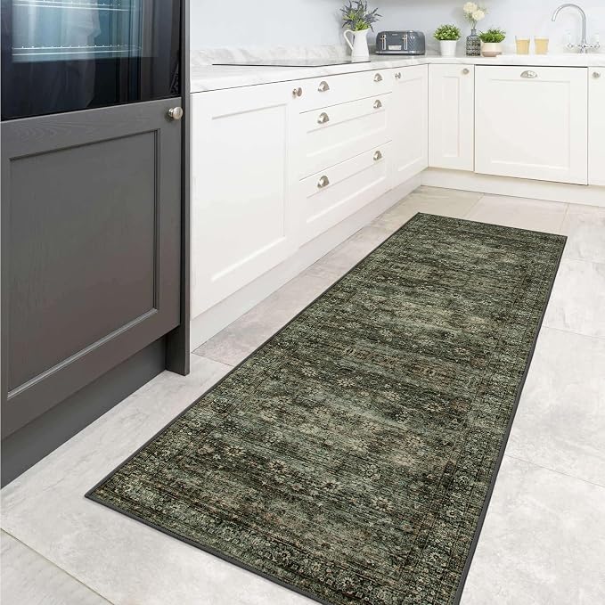 Moynesa Ultra-Thin Washable Teal Non Slip Bathroom Rug - Image 5