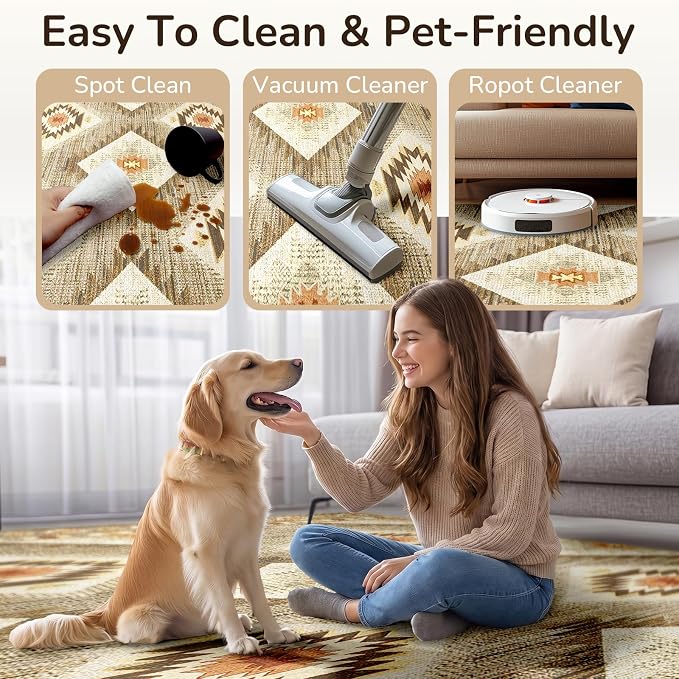 BESTSWEETIE Area Rug 2x10 Rug Machine Washable Non-Slip Low Pile Print Pattern - Image 3