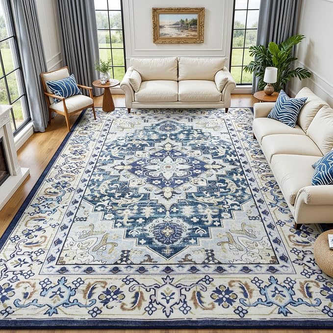 Lessymo 8 x 10 Area Rugs for Living Room, Machine Washable Area Rugs Boho Faux by Lessymo