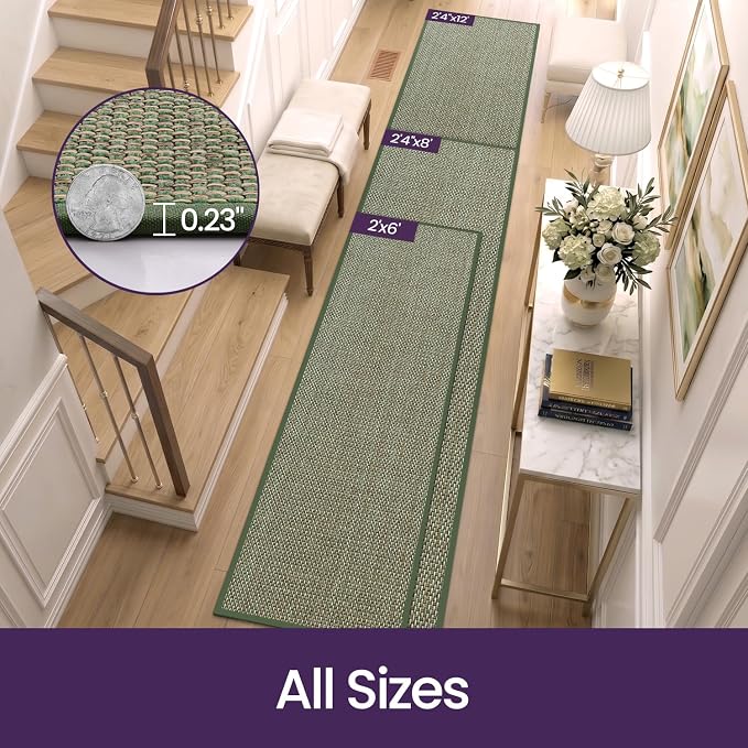 DEX Hallway Runner Rug 2'4''x12, Non Slip Rubber Backing Inside Entryway Carpet - Image 2
