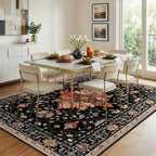 RELEANY Area Rugs 8'x10' Washable Non-Slip, Floral Vintage Distress Medallion - Image 3