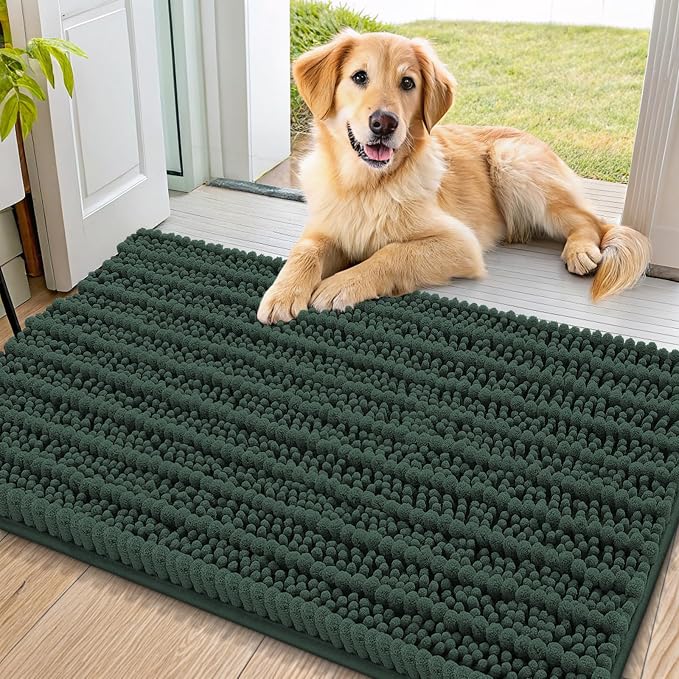 Smiry Dog Door Mat for Muddy Paws 36x24, Absorbent Dirt Trapper, Non-Slip by Smiry