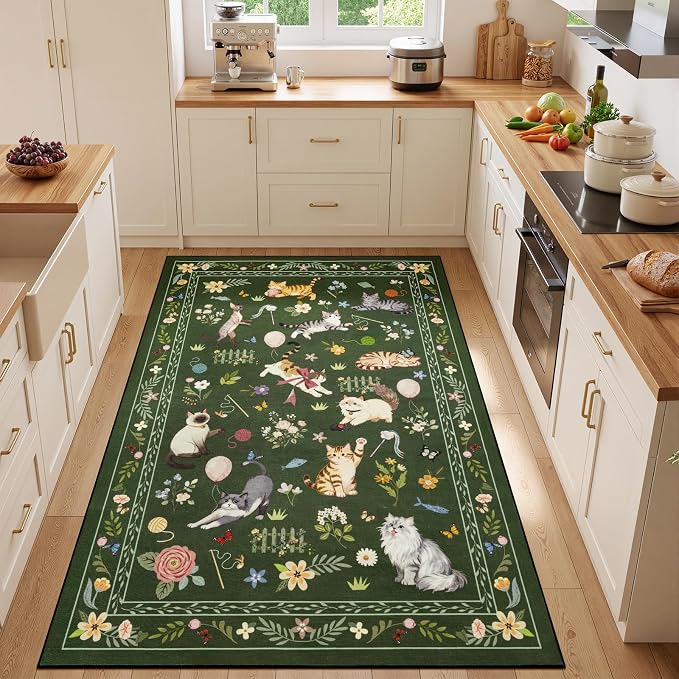 Unirea 3x5 Dark Green Cat Area Rug - Image 6