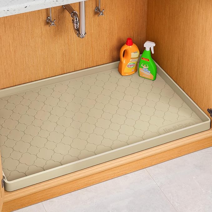 Jin&Bao Waterproof Under Sink Mat 22" x 19", Thick Silicone Mat Cabinet by Jin%26Bao