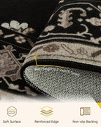 RELEANY Area Rugs Round 5ft Washable Non-Slip, Floral Vintage Distress - Image 3