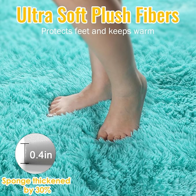 PAGISOFE Soft Fluffy Teal Area Rugs - Image 6