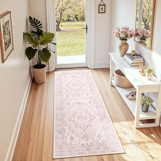RELEANY Area Rugs Runner 2'x6' Washable Non-Slip, Floral Vintage Distress - Image 3