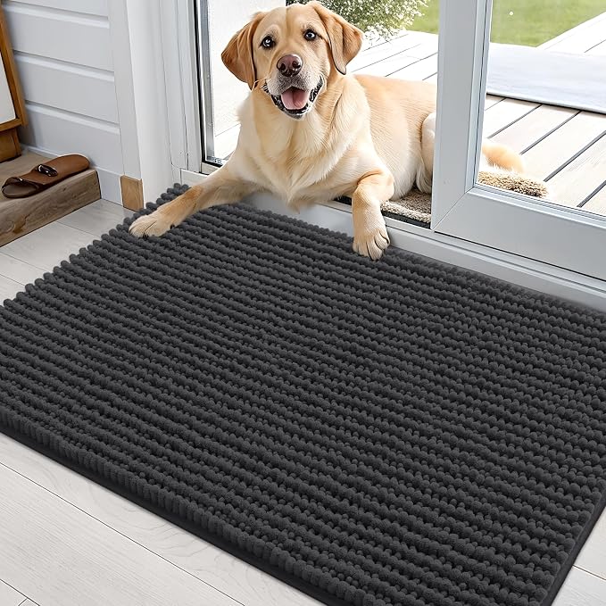 OLANLY Dog Door Mat for Muddy Paws 36x24, Ultra Absorbent Chenille Mud Doormat by OLANLY