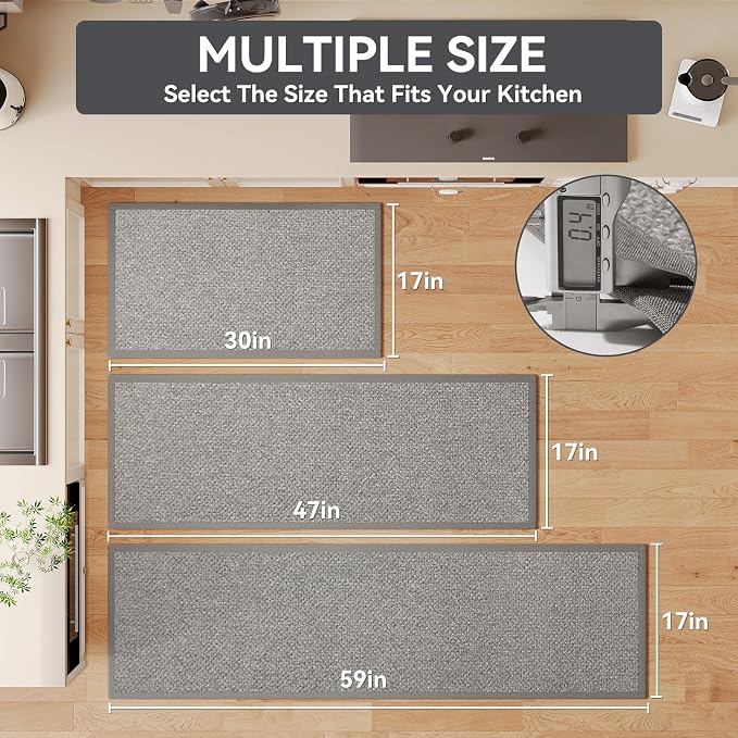 YDKGL Kitchen Rugs Mat Non Slip Washable, 0.4" Thick Anti Fatigue Cushioned - Image 2