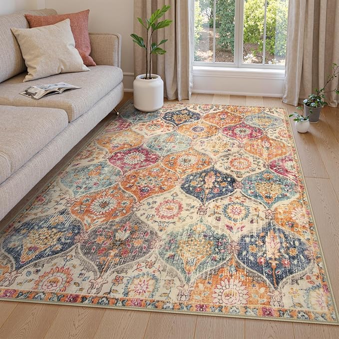 Lahome Moroccan Trellis Washable Area Rugs 5x7, 5x7 Area Rugs by Lahome