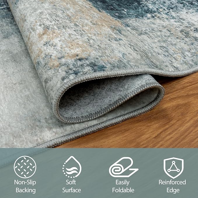 4x6 Area Rugs for Living Room Rug Washable: Abstract Rug for Dining Room - Image 4