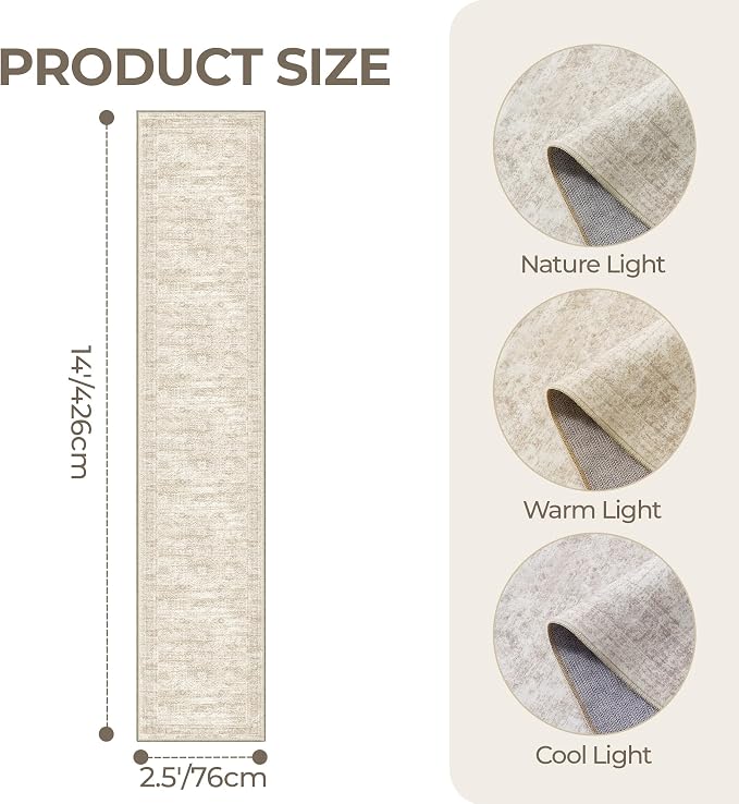 Washable Runner Rug 2.5x14, Non-Slip Long Hallway Runner - Image 2