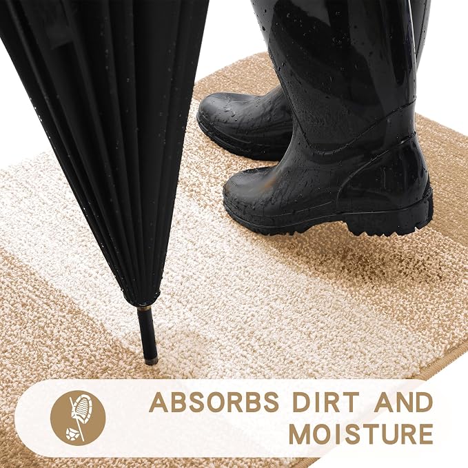 Kitinjoy Indoor Outdoor Door Mat, 54x32 Non-Slip Absorbent Dirt Trapper - Image 2