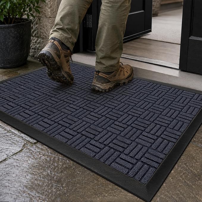 Mibao Front Door Mat Outdoor Entrance, Waterproof Dirt Trapper Doormat by Mibao