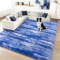 Shag Rugs for Living Room 5x7, Ultra Soft Abstract Blue Big Fuzzy Rugs for by Ailyei