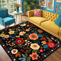 RELEANY Floral Square 6ft Area Rugs Washable Print Boho Cute Carpet Non Slip by RELEANY