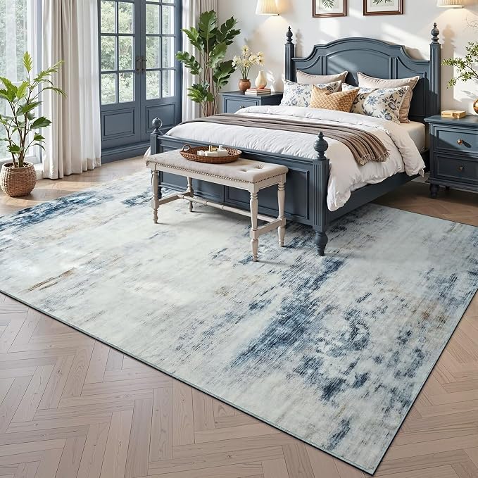 Toneed Abstract Area Rug 8x10 Modern Washable Rug Soft Non Slip Rug Low Pile - Image 2