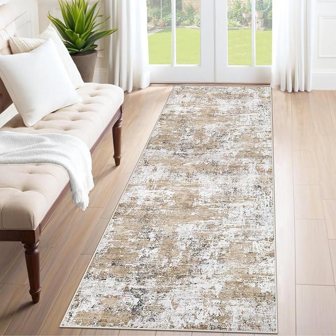 XLUEZ 2x7 Runner Rug for Hallway, Washable Modern Abstract Runner Rugs Neutral by XLUEZ