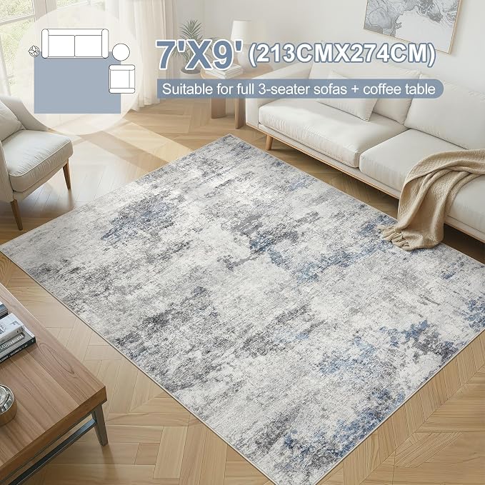 DMOYEST 7x9 Area Rugs for Living Room, Washable Large Abstract Rug, Non Slip - Image 3