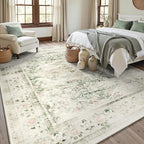 DCX 6x9 Green Rug, Machine Washable Stain Resistant Distressed Vintage Rug - Image 2