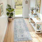 RELEANY Area Rugs Runner 2'6"x8' Washable Non-Slip, Floral Vintage Distress by RELEANY