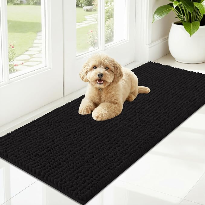 OLANLY Dog Door Mat for Muddy Paws 47x20, Ultra Absorbent Chenille Mud Doormat by OLANLY