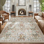 AMTOVO 6x9 Washable Area Rugs for Living Room, Non-Slip Large Soft Boho Floral by AMTOVO
