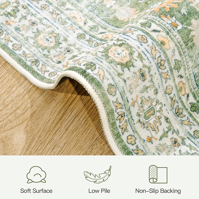 Lofus 3x5 Area Rug for Entryway, Light Green Non Slip Area Rugs for Kitchen - Image 9