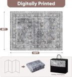 Rugcomf 8x10 Rug Washable Boho Soft Large Area Rug Non-Slip Faux Wool Vintage - Image 2