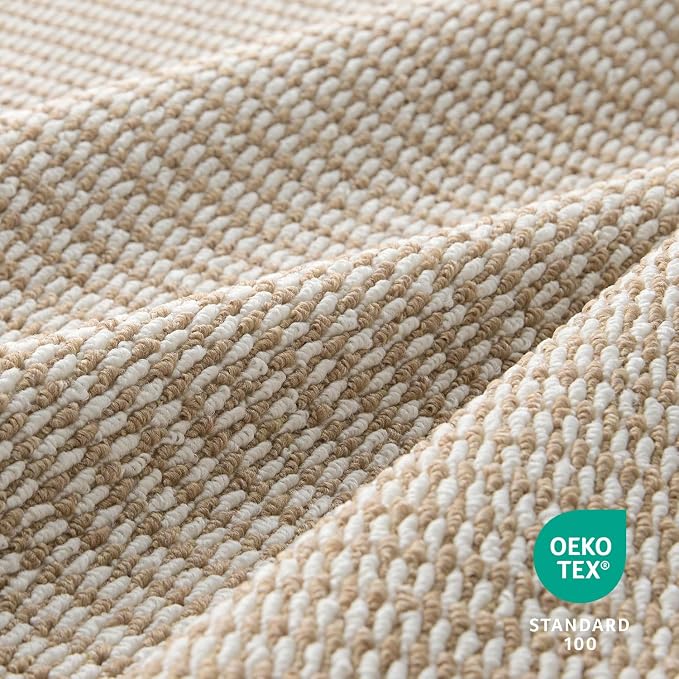 Faux Jute Hallway Runner Rug 2'x8', Washable & Non-Slip, Taupe & White | 0.27" - Image 4