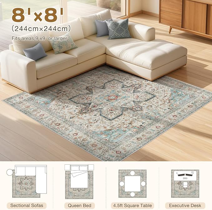 Tortania 8' Square Area Rug Living Room Rugs - Image 8