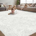 8x10 Area Rug for Living Room:Ultra Soft Fluffy Shag White Rugs, Large Fuzzy by Unknown