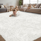 5x7 Area Rug for Living Room:Ultra Soft Fluffy Shag White Rugs, Large Fuzzy by Unknown
